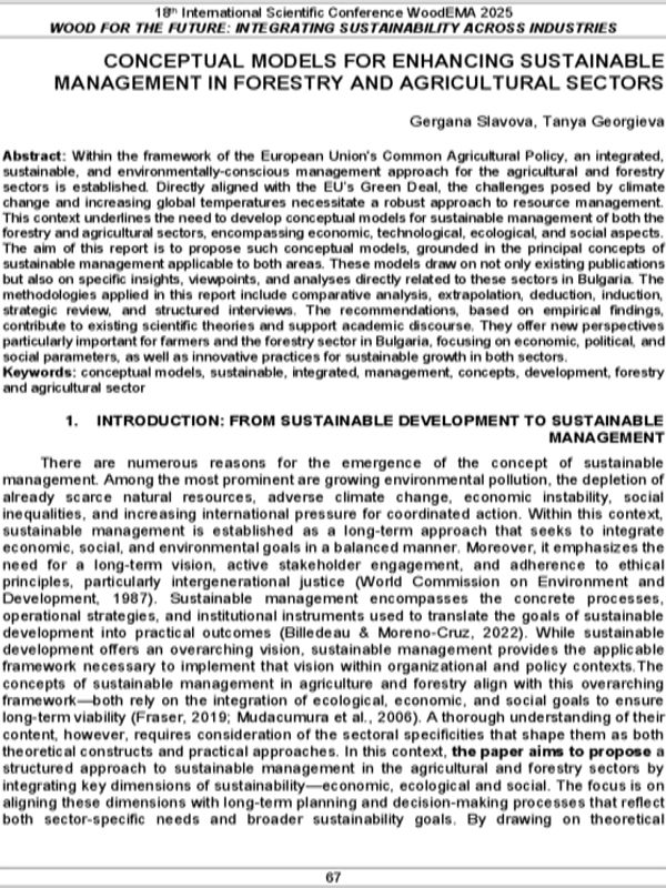 Conceptual Models for Enhancing Sustainable Management in Forestry and Agricultural Sectors