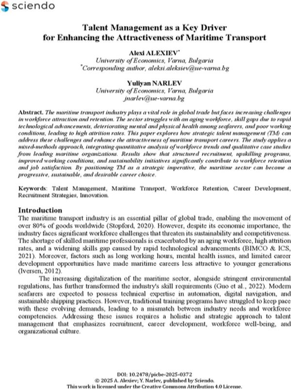 Talent Management as a Key Driver for Enhancing the Attractiveness of Maritime Transport