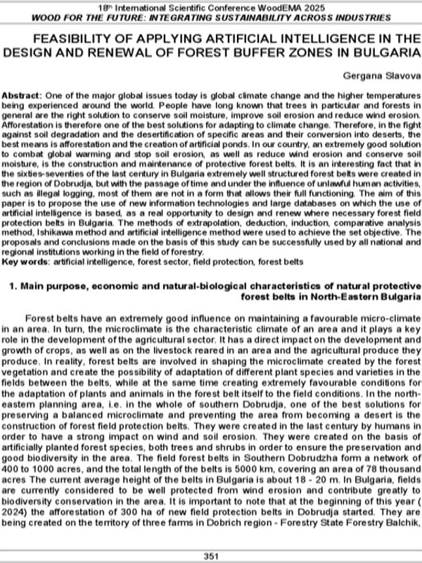 Feasibility of Applying Artificial Intelligence in the Design and Renewal of Forest Buffer Zones in Bulgaria