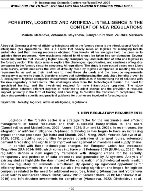 Forestry, Logistics and Artificial Intelligence in the Context of New Regulations