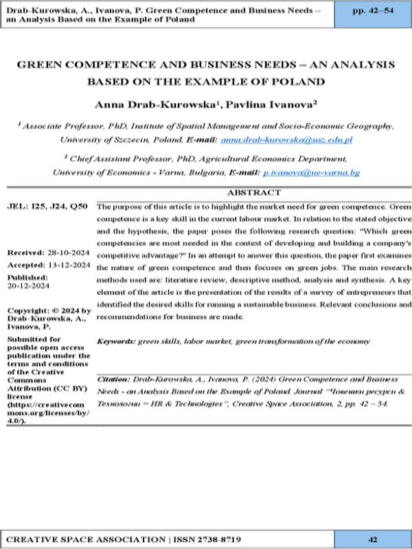 Green Competence and Business Needs - an Analysis Based on the Example of Poland