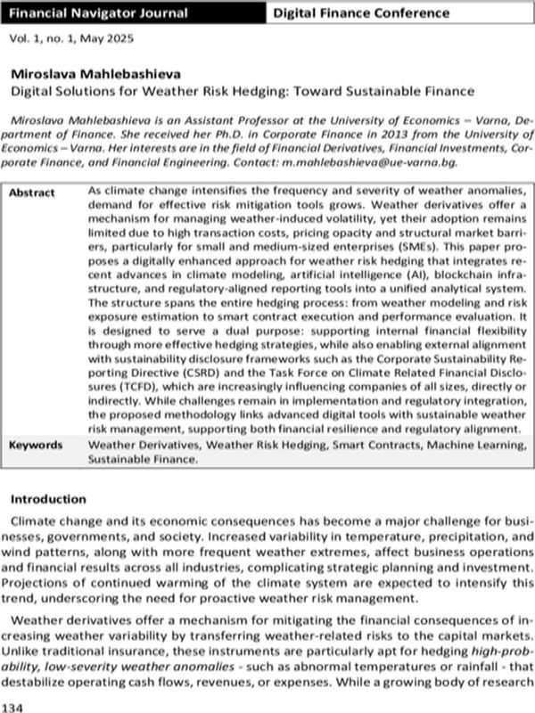 Digital Solutions for Weather Risk Hedging: Toward Sustainable Finance