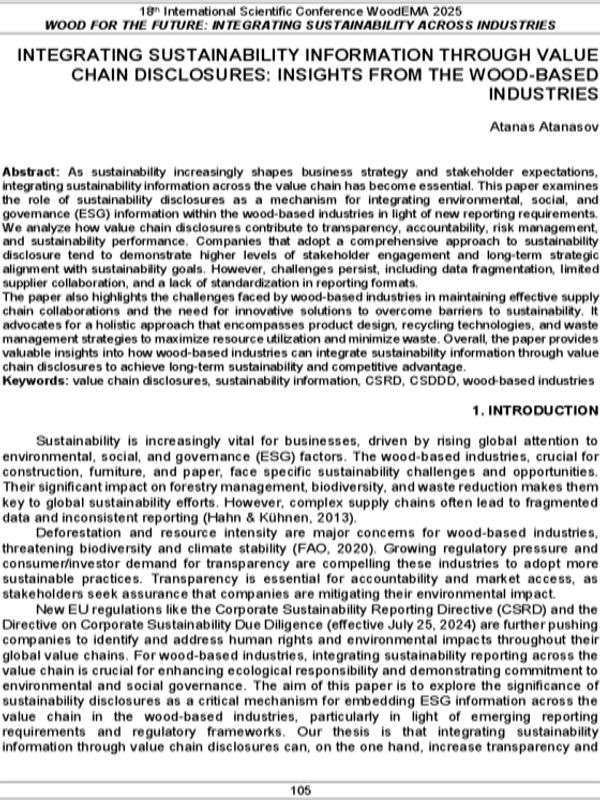 Integrating Sustainability Information through Value Chain Disclosures: Insights from the Wood-Based Industries