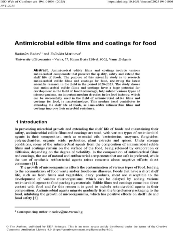 Antimicrobial Edible Films and Coatings for Food