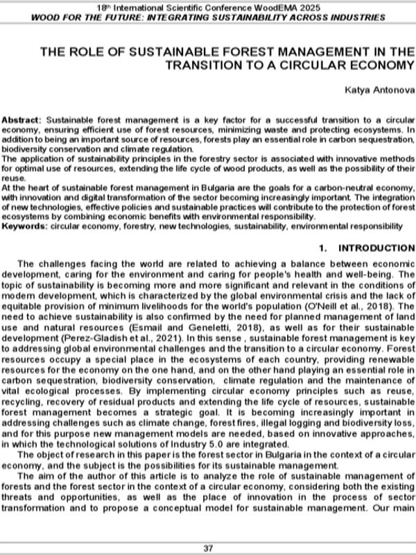 The Role of Sustainable Forest Management in the Transition to a Circular Economy