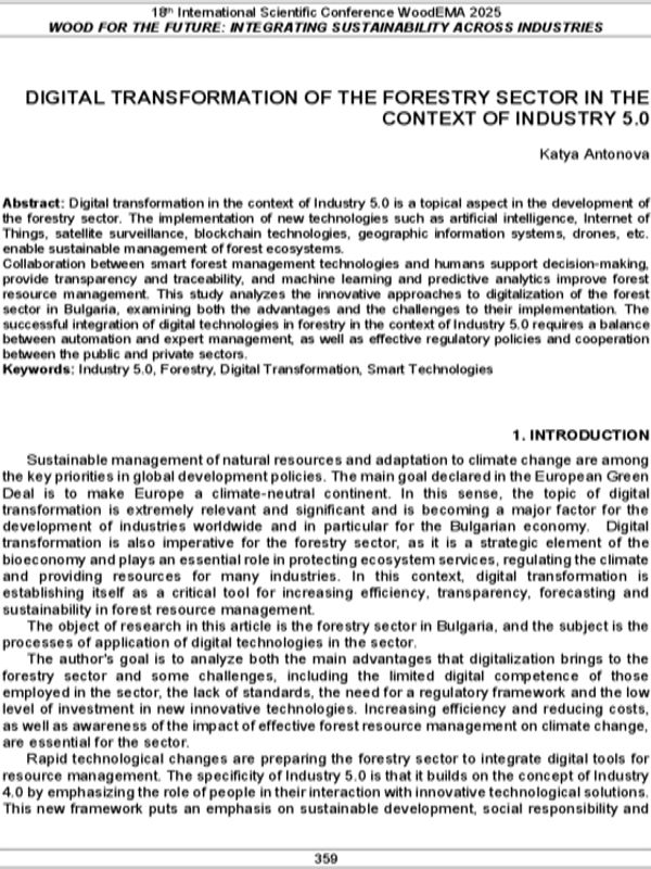 Digital Transformation of the Forestry Sector in the Context of Industry 5.0