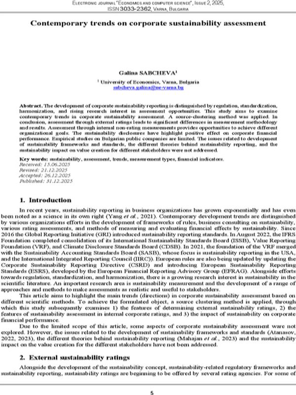 Contemporary trends on corporate sustainability assessment