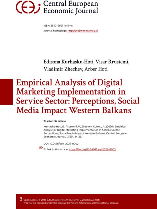 Empirical Analysis of Digital Marketing Implementation in Service Sector: Perceptions, Social Media Impact Western Balkans