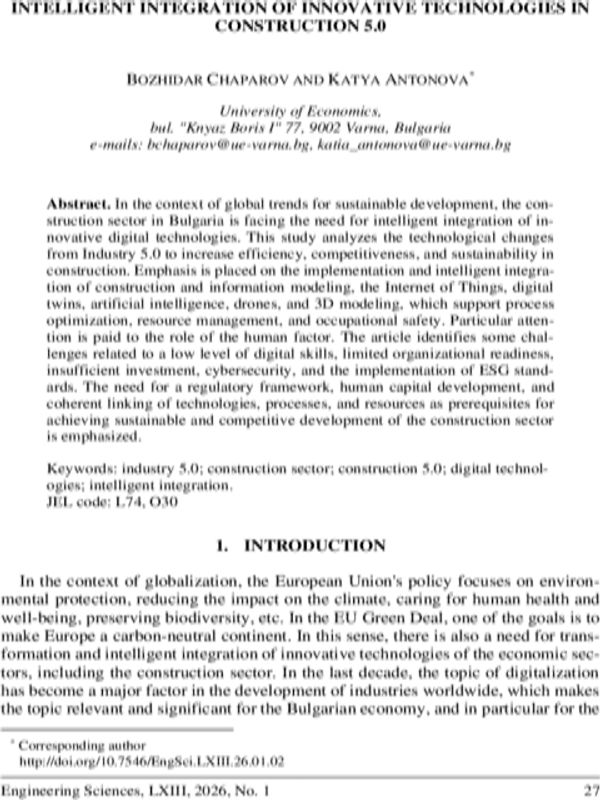 Intelligent Integration of Innovative Technologies in Construction 5.0