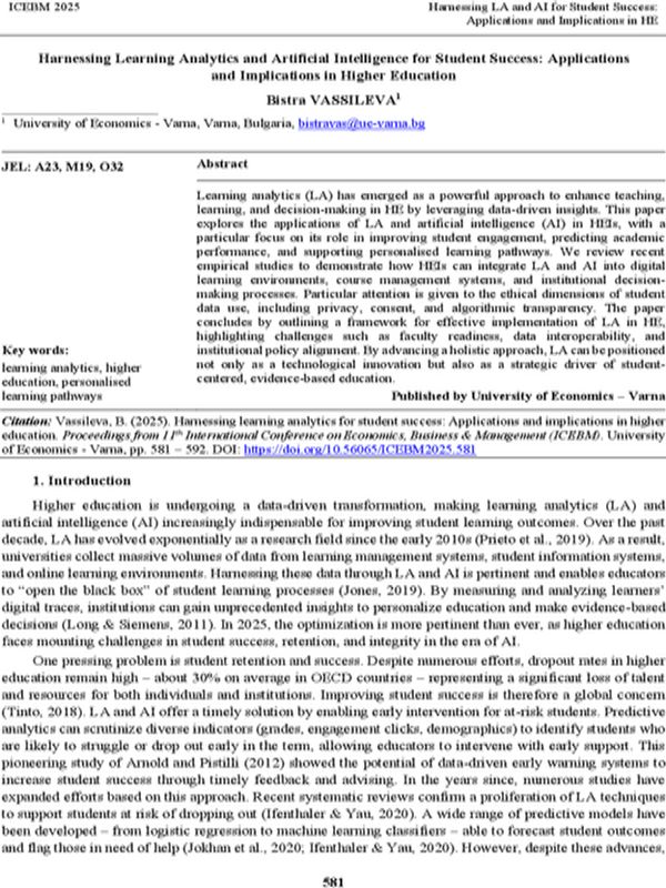 Harnessing Learning Analytics and Artificial Intelligence for Student Success: Applications and Implications in Higher Education