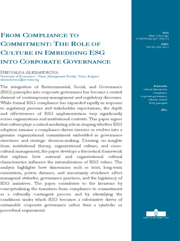 From Compliance to Commitment: The Role of Culture in Embedding ESG into Corporate Governance