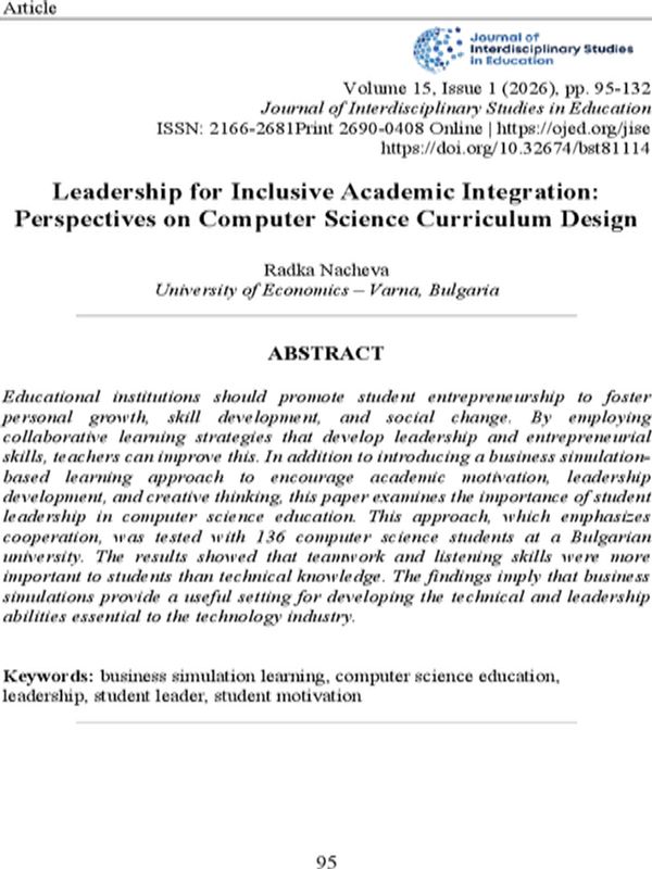 Leadership for Inclusive Academic Integration: Perspectives on Computer Science Curriculum Design