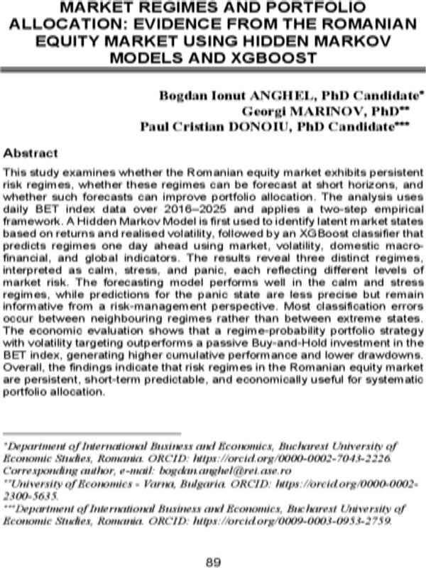 Market Regimes and Portfolio Allocation: Evidence from the Romanian Equity Market Using Hidden Markov Models and Xgboost