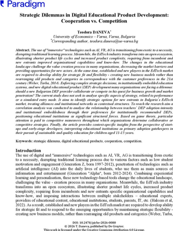 Strategic Dilemmas in Digital Educational Product Development: Cooperation vs. Competition