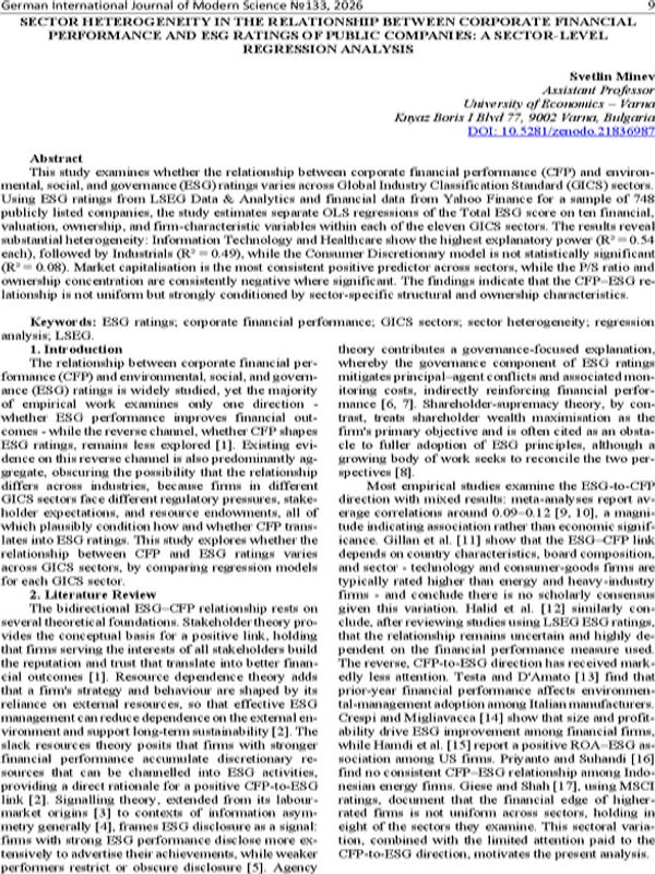 Sector Heterogeneity in the Relationship Between Corporate Financial Performance and ESG Ratings of Public Companies: a Sector-Level Regression Analysis