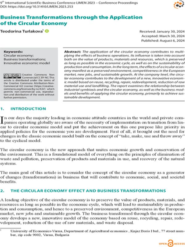 Business Transformations through the Application of the Circular Economy