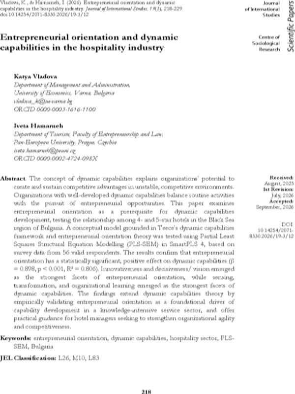 Entrepreneurial Orientation and Dynamic Capabilities in the Hospitality Industry