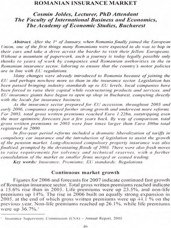 Romanian Insurance Market