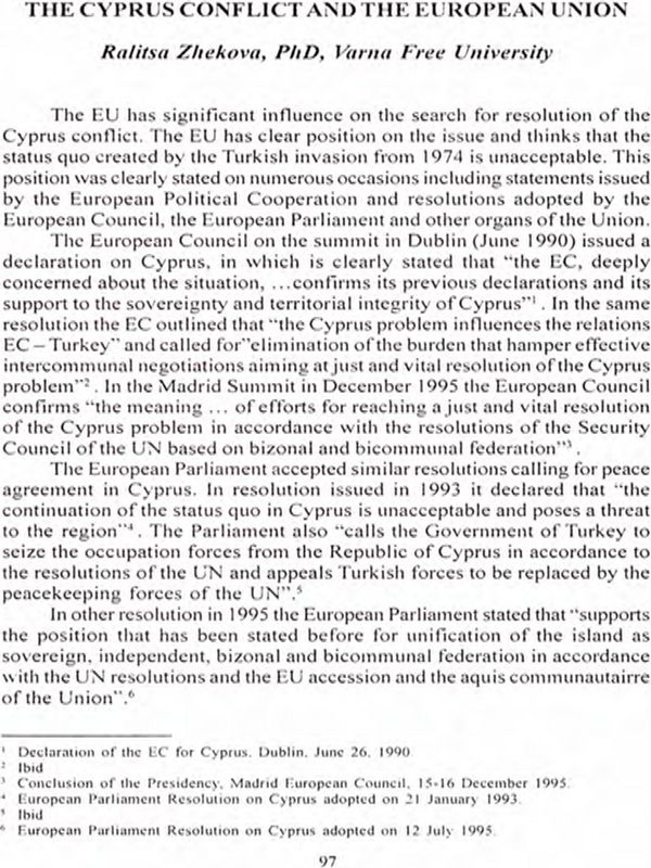 The Cyprus Conflict and the European Union