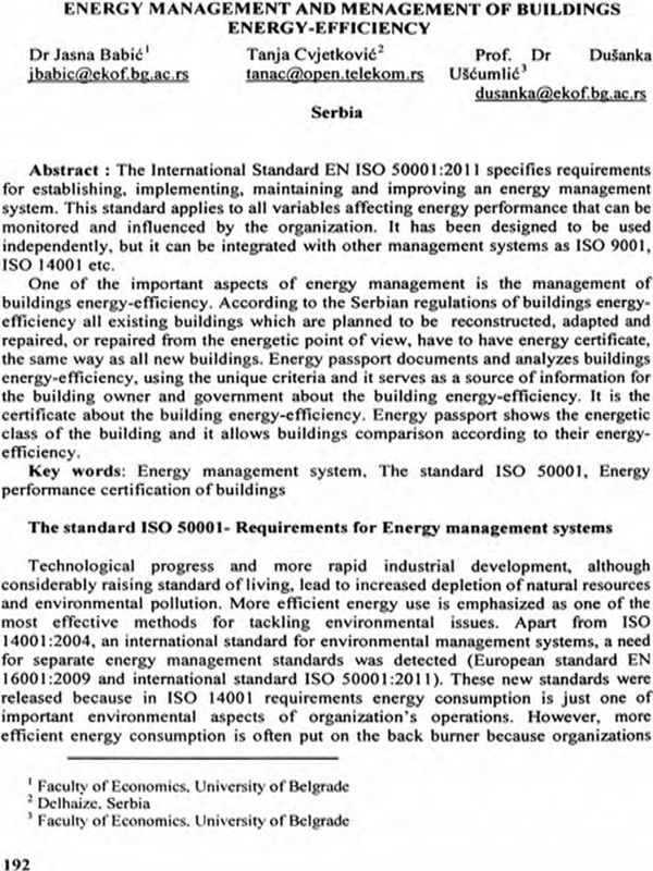 Energy Management and Management of Building Energy-Efficiency