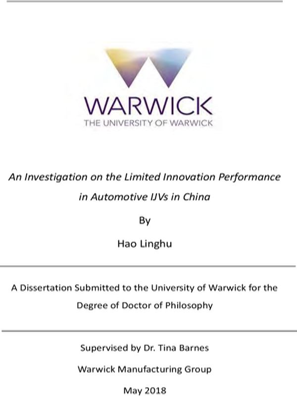An Investigation on the Limited Innovation Performance in Automotive IJVs in China