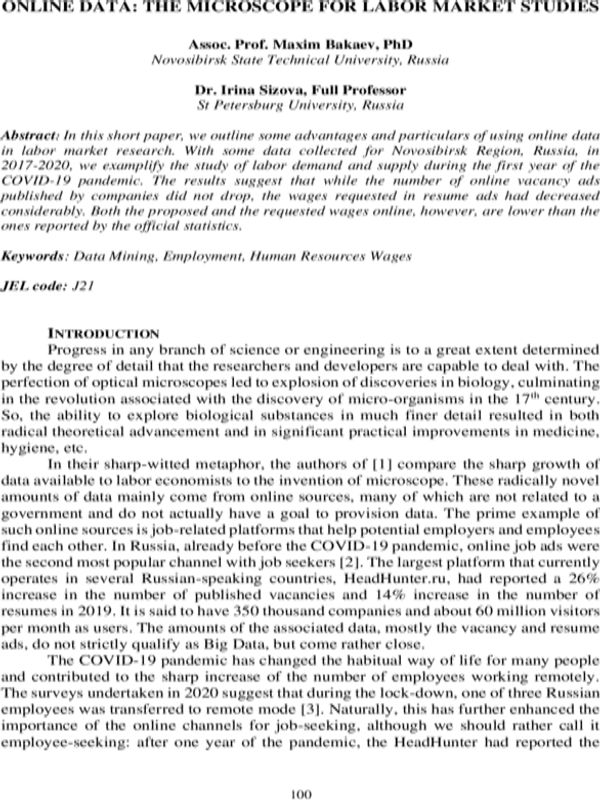 Online Data: The Microscope for Labor Market Studies