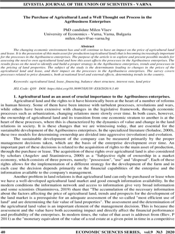 The Purchase of Agricultural Land a Well Thought out Process in the Agribusiness Enterprises