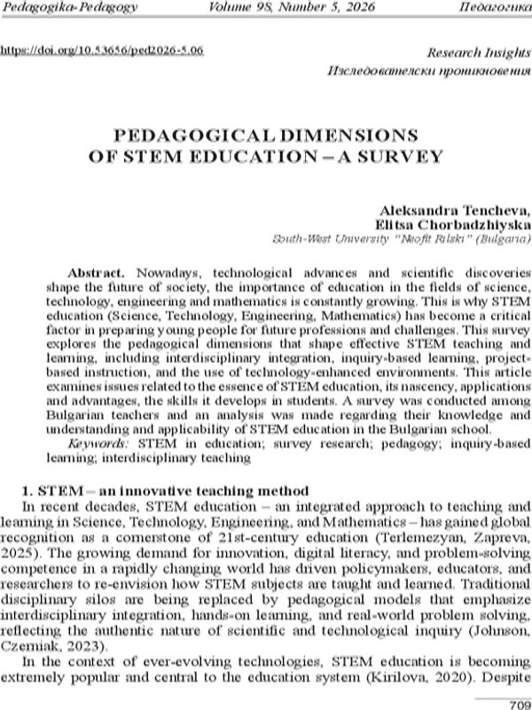 Pedagogical Dimensions of STEM Education - a Survey