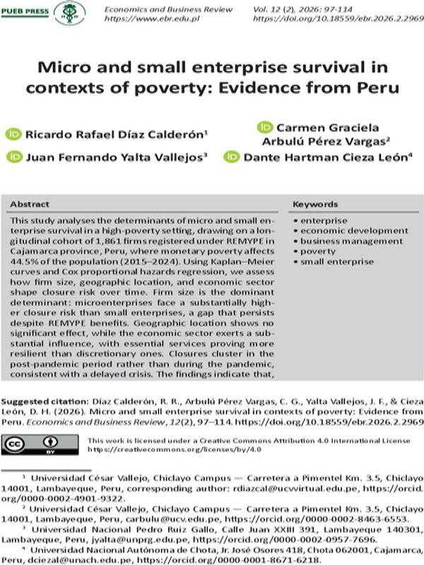 Micro and small enterprise survival in contexts of poverty