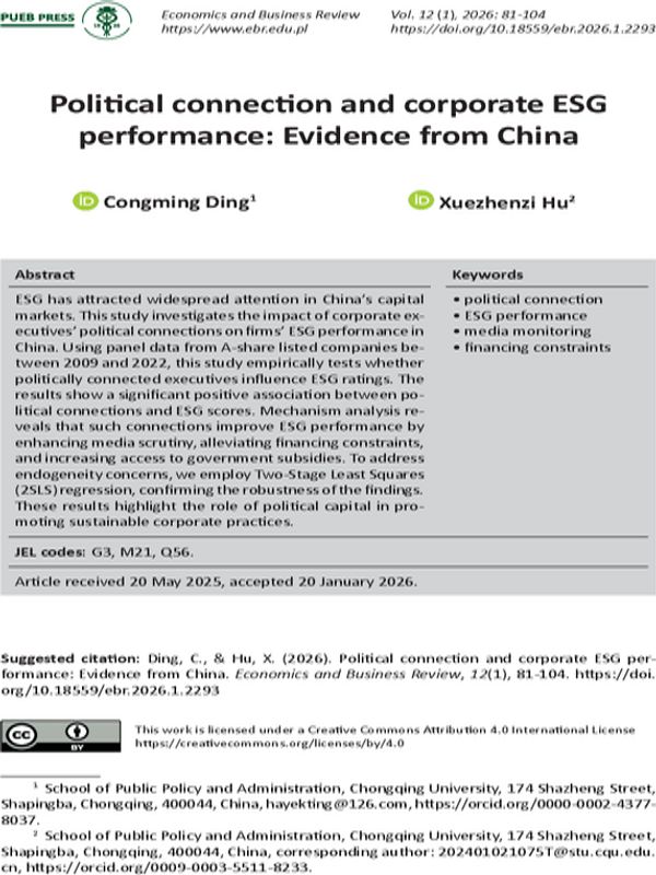 Political connection and corporate ESG performance