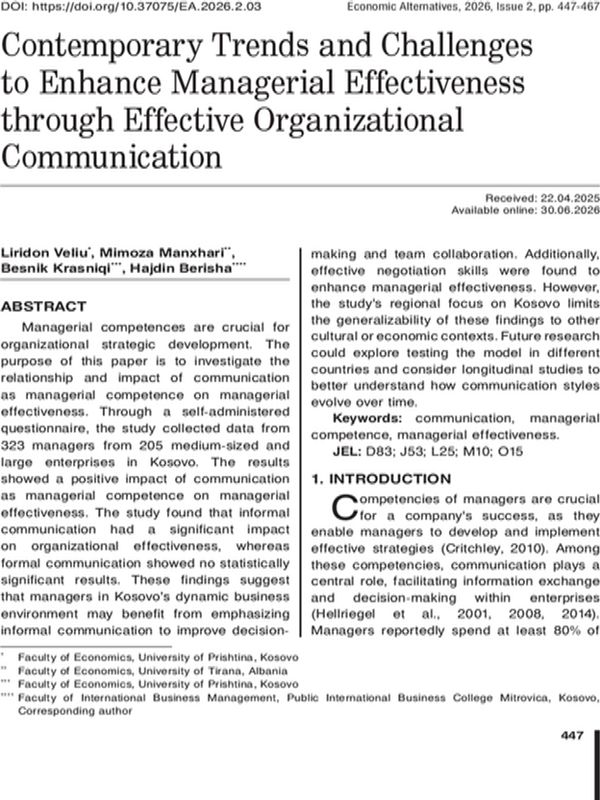 Contemporary trends and challenges to enhance managerial effectiveness through effective organizational communication
