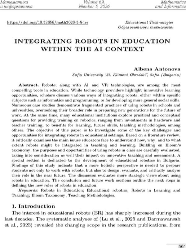 Integrating robots in education within the AI context