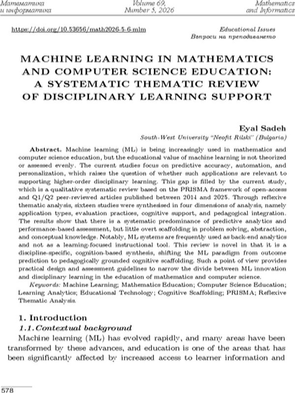 Machine learning in mathematics and computer science education